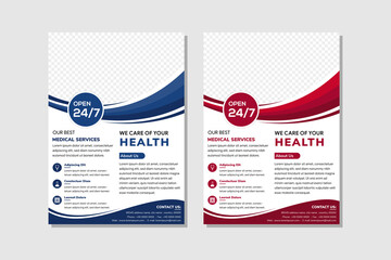 Poster - medical flyer template. poster pamphlet brochure cover design use vertical layout in white backgroun