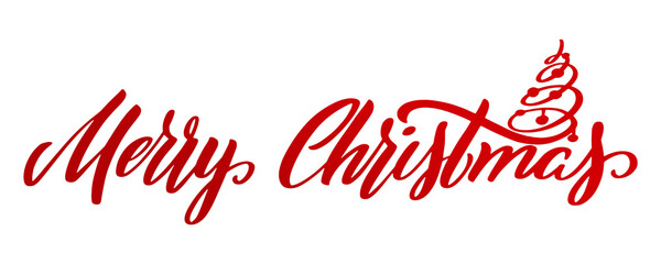 Merry Christmas and Happy New Year lettering for greeting card or banner, website