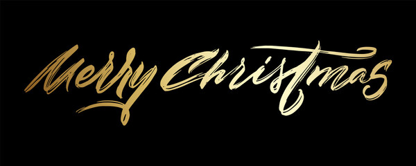 Merry Christmas and Happy New Year lettering for greeting card or banner, website
