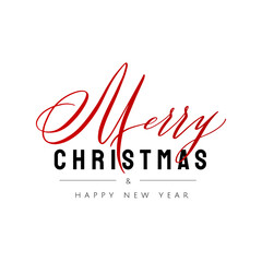 Merry Christmas and Happy New Year lettering composition for greeting card or banner, website