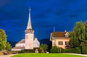 Wall Mural - Castle church in Spiez, Switzerland