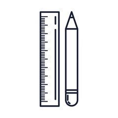 Poster - ruler with pencil, line style icon vector illustration design