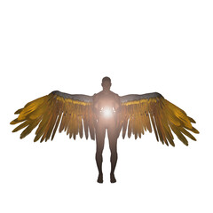 Poster - Angel holds holy light. 3D rendering