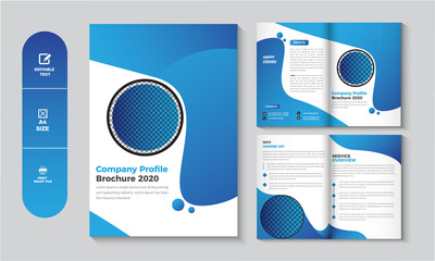 Corporate bi-fold Business brochure design template, Clean Modern brochure design. minimal and abstract Brochure design in the A4 format, Brochure Layout with Blue Accents.