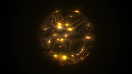 Poster - Gold Planet Shining Background Fx Loop/ 4k animation of an abstract golden shining planet with crater and volcano holes on space background with rays fx and loop