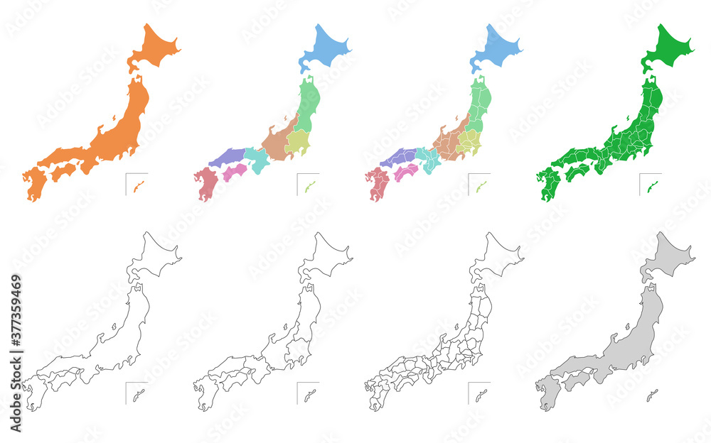 Map Japan 日本地図 都道府県 セット Abstract Wall Mural Abstra Rirona