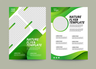 Wall Mural - Vector eco flyer, poster, brochure, magazine cover template. Modern green leaf, environment design. - Vector	