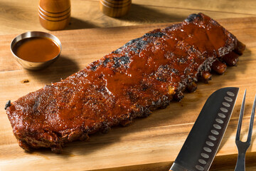 Canvas Print - Homemade Smoked St Louis Style Spare Ribs