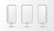 © Vikivector - Light boxes vertical white realistic blank templates set. Billboards, rectangular screens.