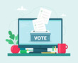 © EkaterinaGr - Online voting concept.Ballot box on a computer monitor. Vector illustration in flat style.