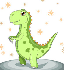  Cute tyrannosaurus in vector green dinosaur 