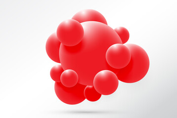 Wall Mural - Molecule design isolated on white background. Atoms. 3d molecular structure with blue connected spherical particles. Vector illustration
