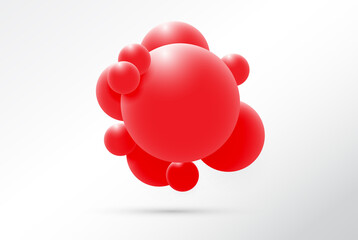 Wall Mural - Molecule design isolated on white background. Atoms. 3d molecular structure with blue connected spherical particles. Vector illustration