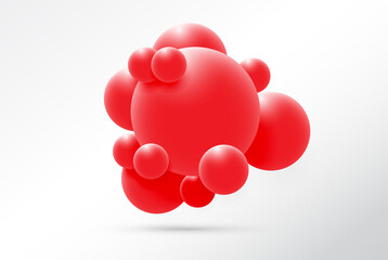 Wall Mural - Molecule design isolated on white background. Atoms. 3d molecular structure with blue connected spherical particles. Vector illustration