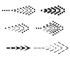Fototapete - six arrows of various shapes made of squares, circles, black lines