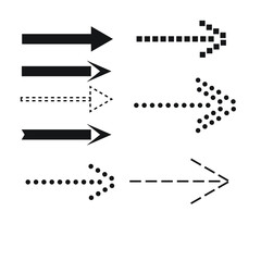 Fototapete - six arrows of various shapes made of squares, circles, black lines