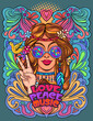 hippie girl poster