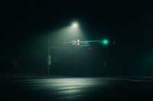 Isolated Traffic Lights In The Fog