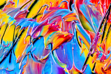 Vibrant Shapes Of Colorful Acrylic Paint In Summer Colors