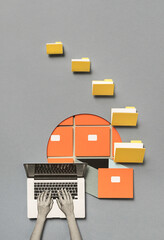 Archive and folders paper art illustration