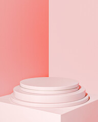 Poster - Blank pink round pedestal