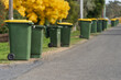 © Gary Chapman/Austockphoto - A row of wheelie bins along the side of a bitumen road