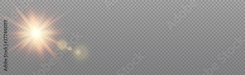 Fotografía Bright sun with glare on a transparent background - Vector