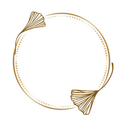 Wall Mural - Vector round dotted frame with ginkgo biloba leaf decoration