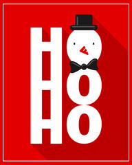 Wall Mural - hohoho snowman christmas card illustration flat design