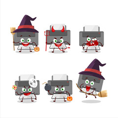 Poster - Halloween expression emoticons with cartoon character of printer