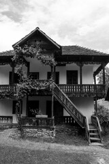 Wall Mural - peasant house with thatched roof and tile built of clay and brick