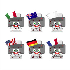 Canvas Print - Printer cartoon character bring the flags of various countries