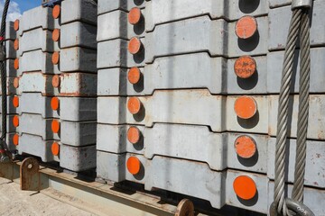 Wall Mural - Counterweight it is a component of crawler crane during load test at the construction area of a chemical factory or an oil and gas plant.