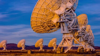 Satellite antennas in row time lapse