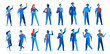 © Hurca! - Collezione di personaggi maschili e femminili per l'animazione. Avatar donne e uomini in diverse posizioni isolati su fondo bianco