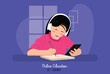 © rashmisingh - Little girl studying online with the phone