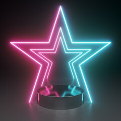 Sticker - Product stand in shining neon star light