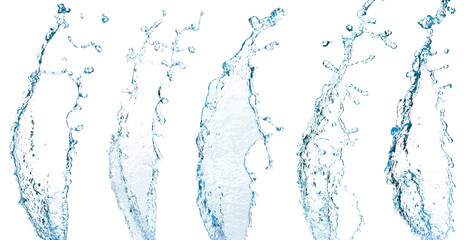 Wall Mural - collection Blue water splash Beautiful splashing clean water Isolated on white background