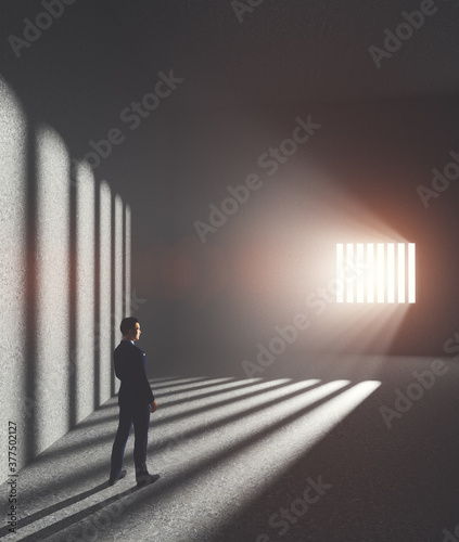 Fotomural Businessman in jail. Economic offence and punishment