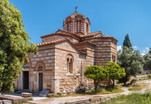 Church Of Holy Apostles In Ancient Agora, Athens, Greece. Monument Of Greek Byzantine Culture