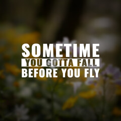 Wall Mural - Best inspirational quote for success. sometimes you gotta fall before you fly
