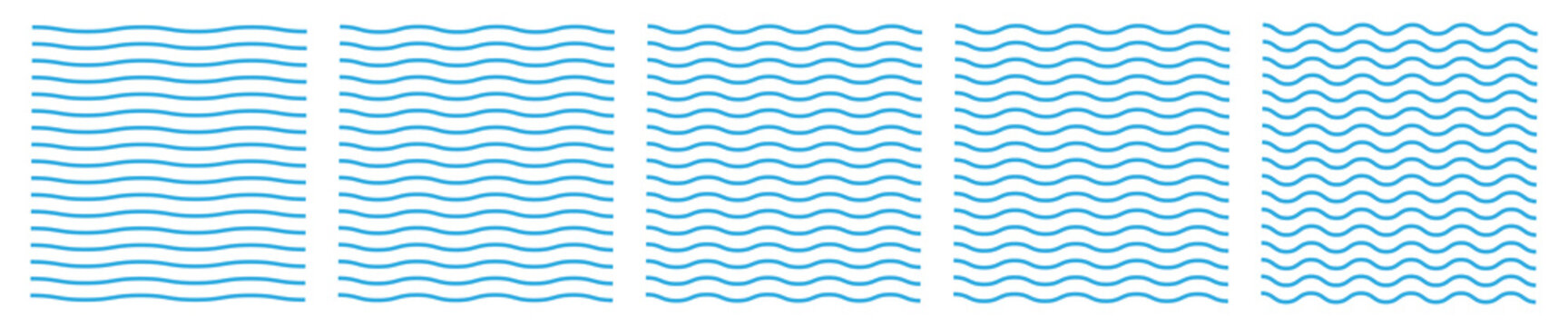 Set of wavy zigzag lines. Wave thin line background. Vector zigzag and wavy blue horizontal underline. Vector illustration EPS10.