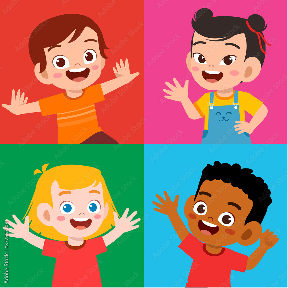 happy cute kid boy and girl smile expression set Stock Vector | Adobe Stock