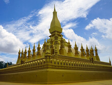 Gold-covered Buddhist Stupa In Vientiane