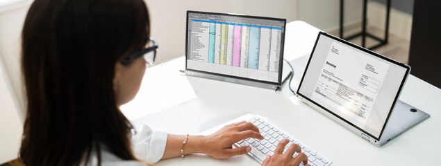 Poster - Analyst Employee Working With Spreadsheet Report