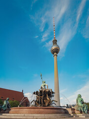 The Neptune Fountain and The Berliner TV tower