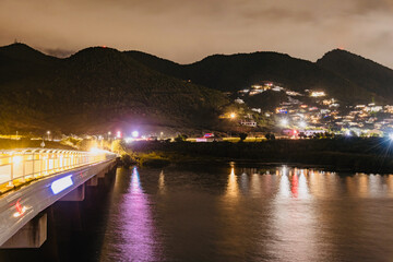 Sticker - night panorama of saint martin island caribbean island