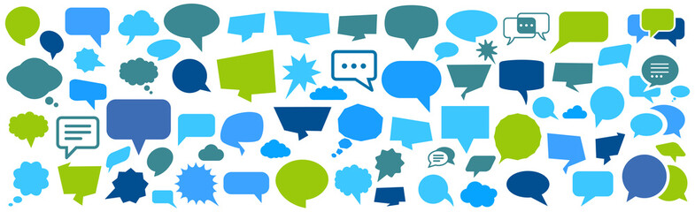 Poster - Set different empty speech discussion bubble icons, chat sign - stock vector
