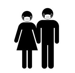 Sticker - Couple avec un masque chirurgical