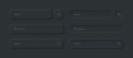 Aufkleber - search bars in different variants ui neumorphism dark version vector design elements set on backgrou